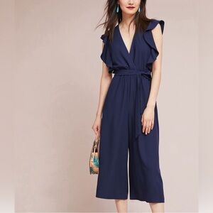 ANTHROPOLOGIE Hutch V-Neck Jumpsuit with Flutter Sleeves